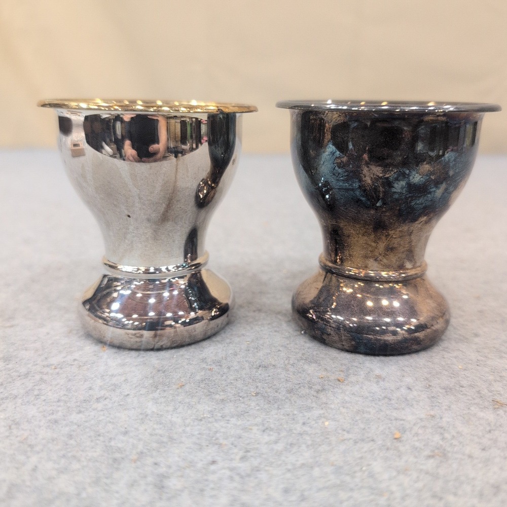 Dingeldein St Louis Silver Plated Egg Cups Gold Wash Interior Set of 2 149799 - Picture 1 of 5